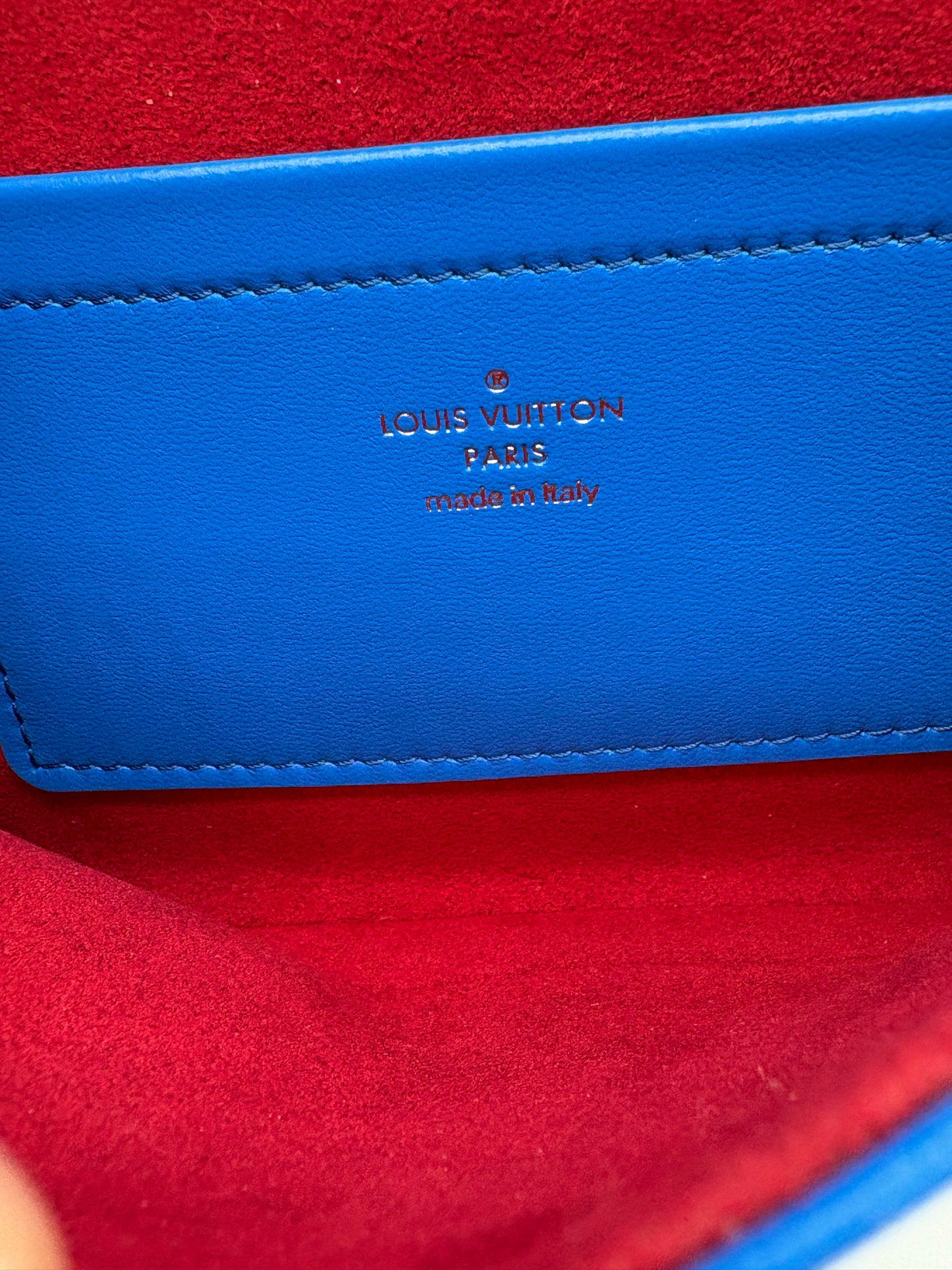 LOUIS VUITTON Blue /Red Lambskin Pochette Coussin