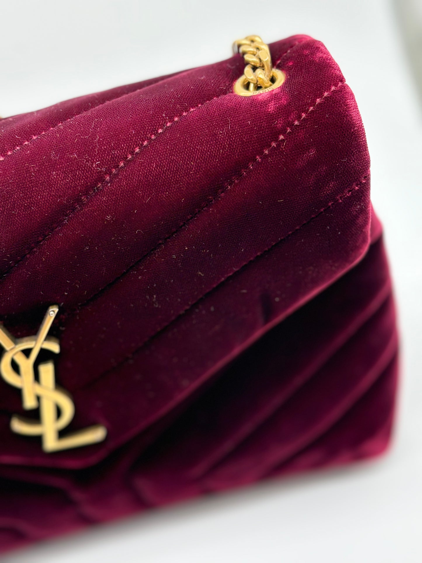 YSL Loulou Shoulder Bag Matelasse Chevron Velvet