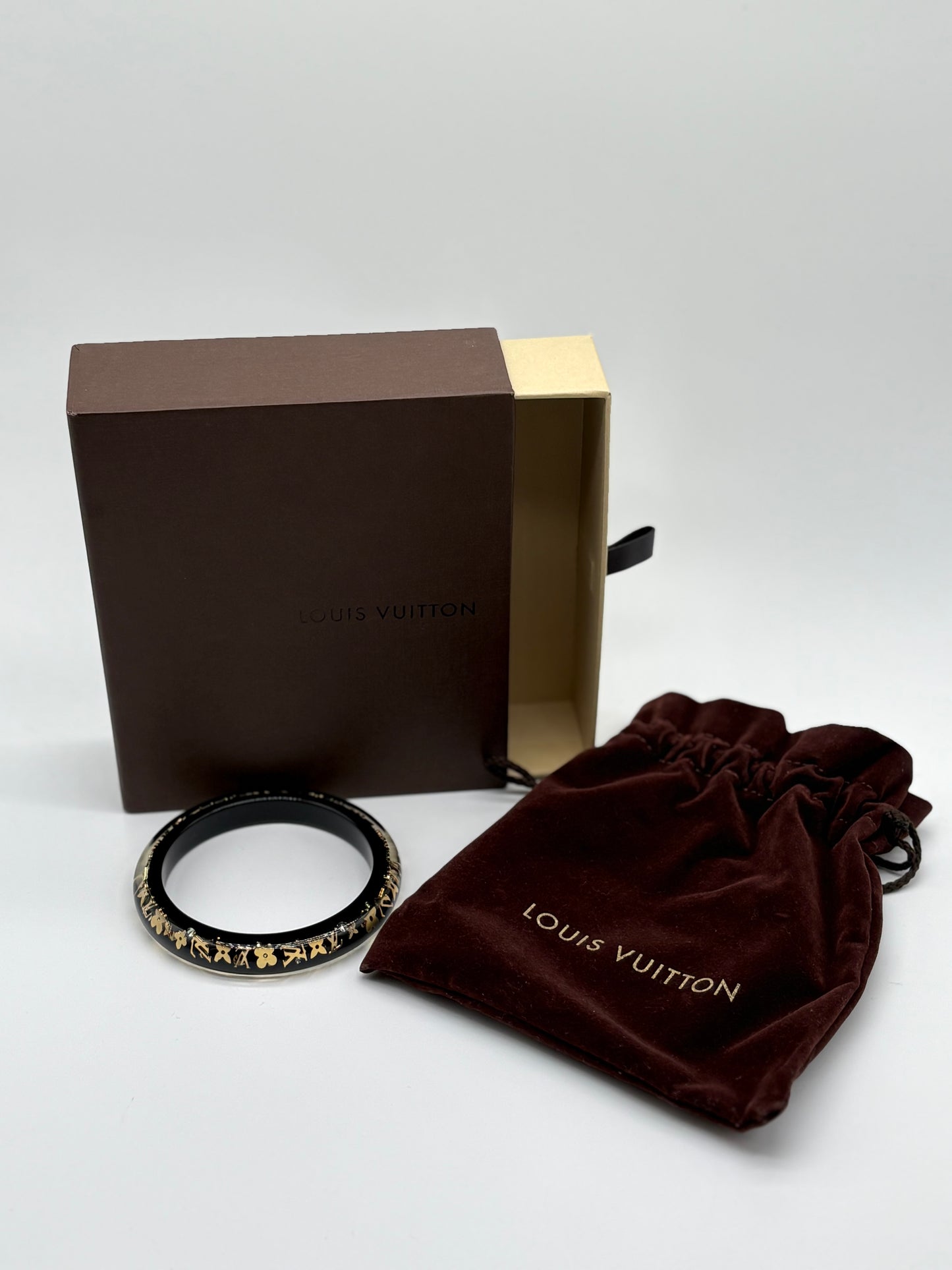 LOUIS VUITTON Black Resin Swarovski Narrow Inclusion Bracelet