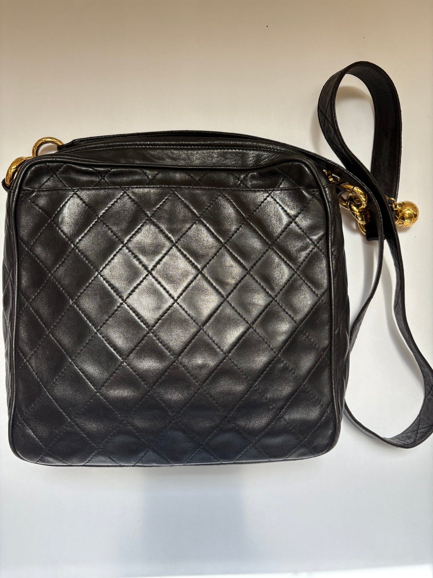 CHANEL MATELASSE LAMBSKIN LEATHER BALL CHARM CROSSBODY