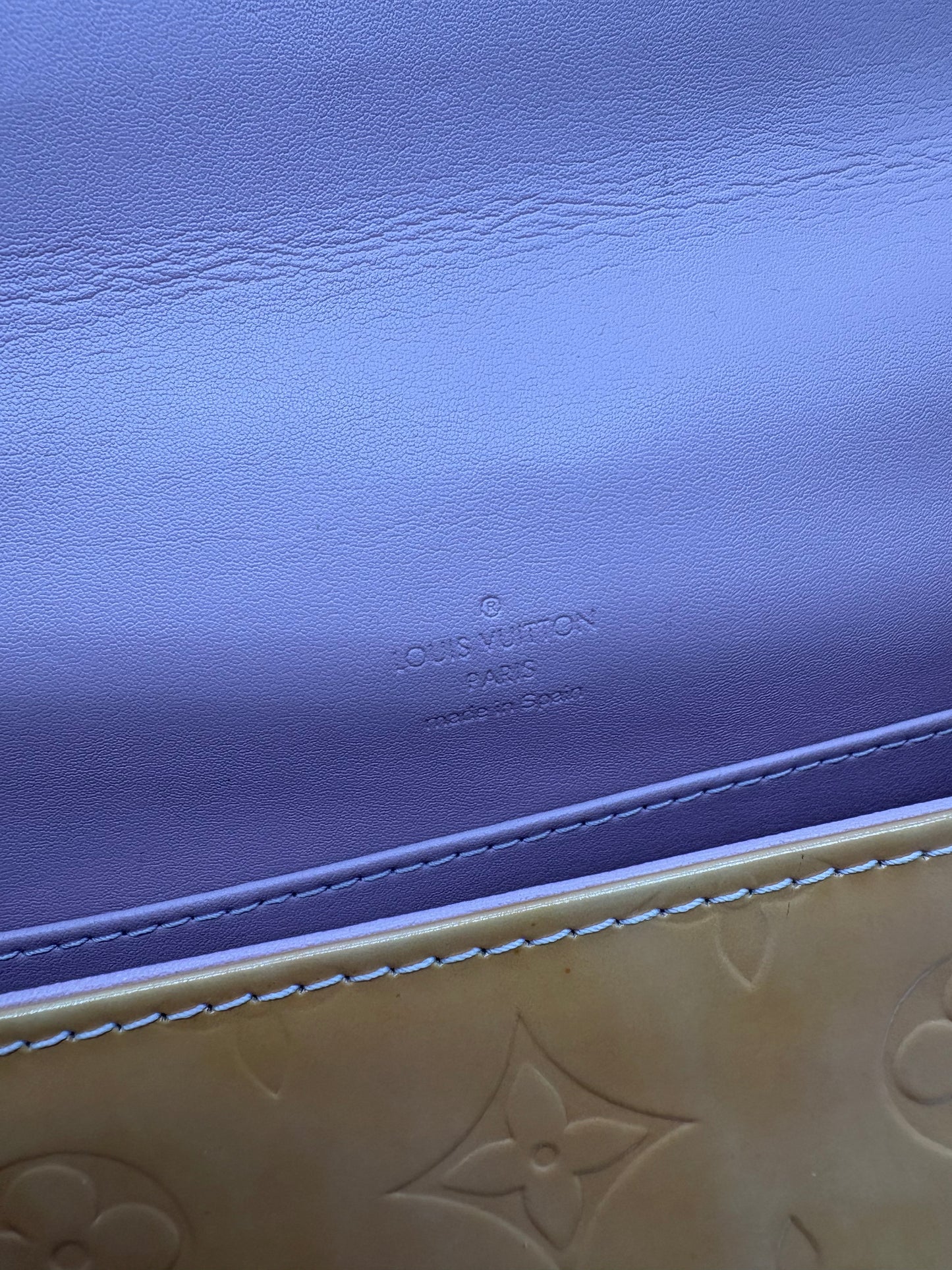 LOUIS VUITTON Monogram Vernis Thompson Street Bag Lime Yellow
