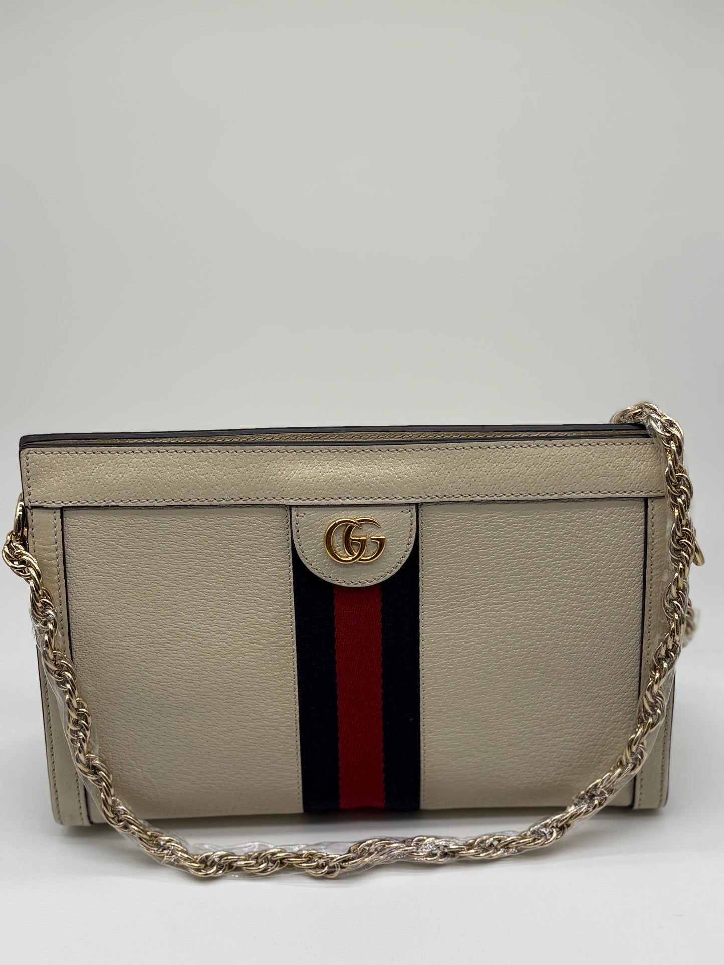 Gucci Calfskin GG Small Ophidia Chain Shoulder Bag White, Limited