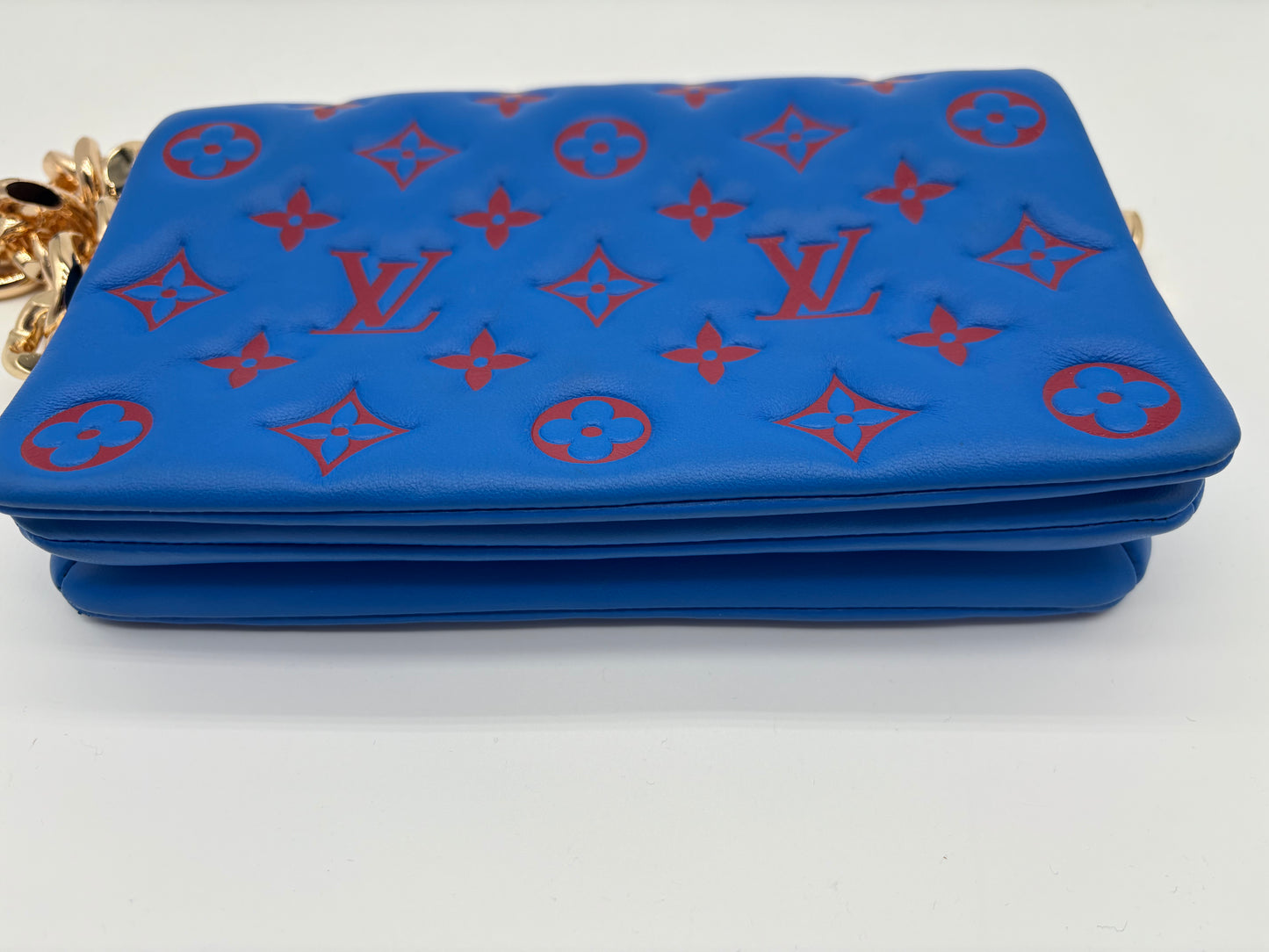 LOUIS VUITTON Blue /Red Lambskin Pochette Coussin
