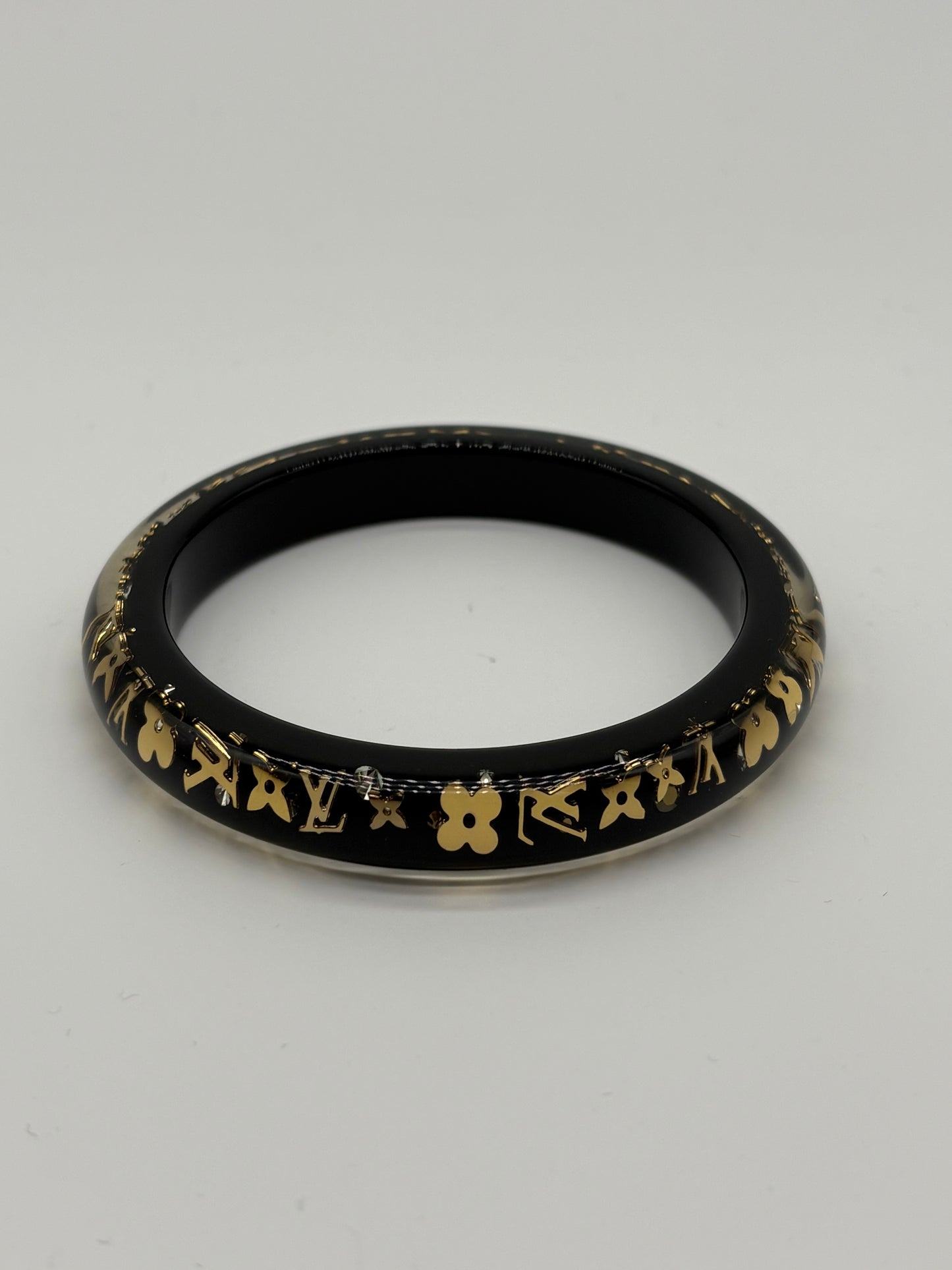 LOUIS VUITTON Black Resin Swarovski Narrow Inclusion Bracelet
