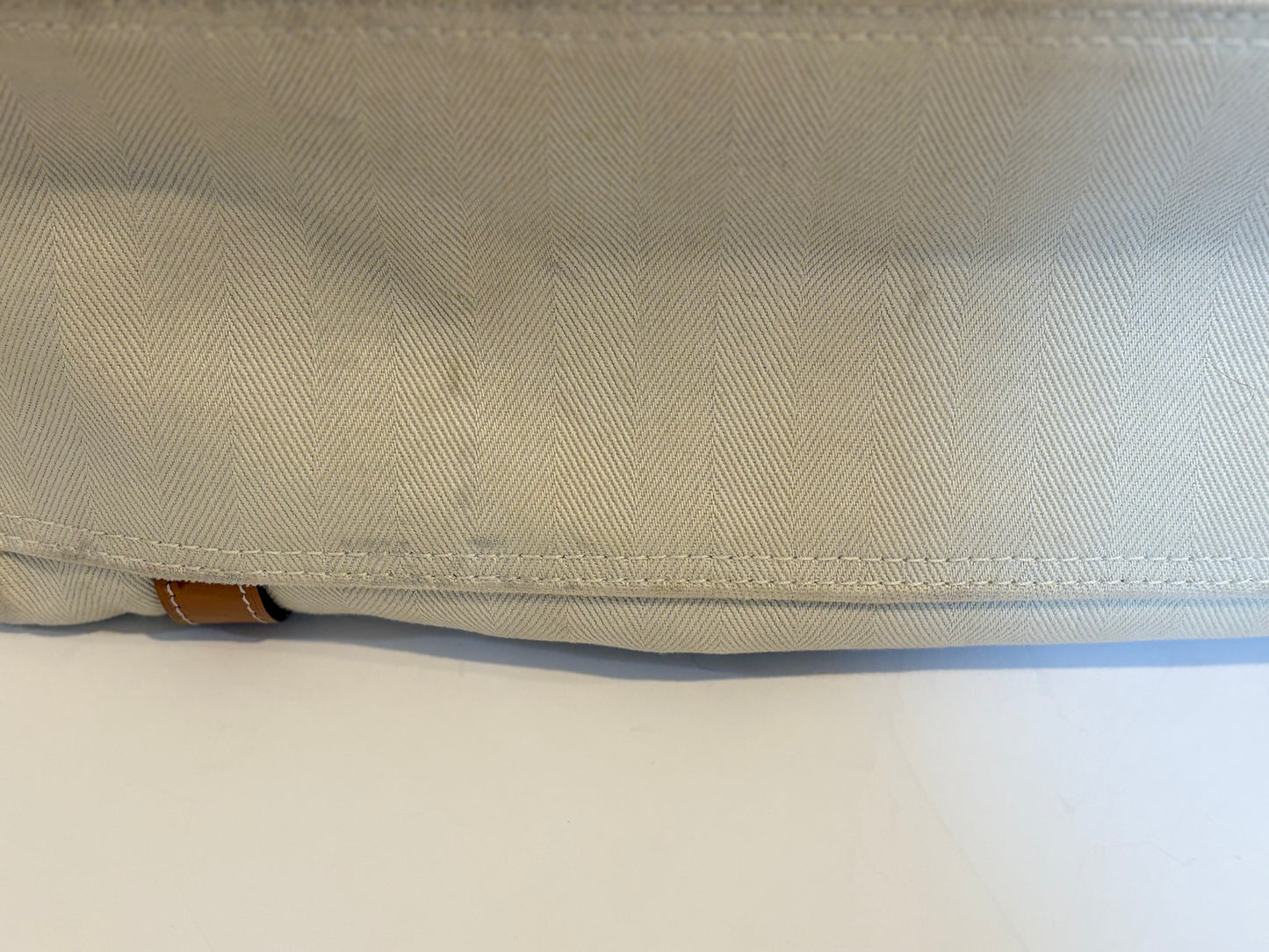 Hermes Natural Hunter Calfskin Toile Chevron Cabalicol Tote Chalk
