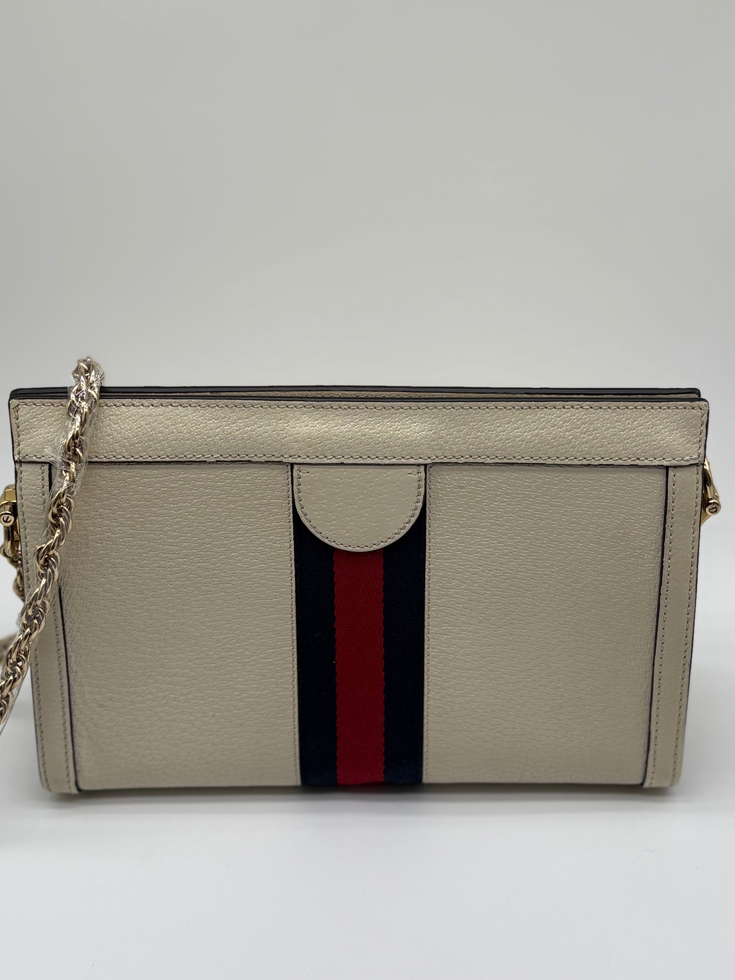 Gucci Calfskin GG Small Ophidia Chain Shoulder Bag White, Limited