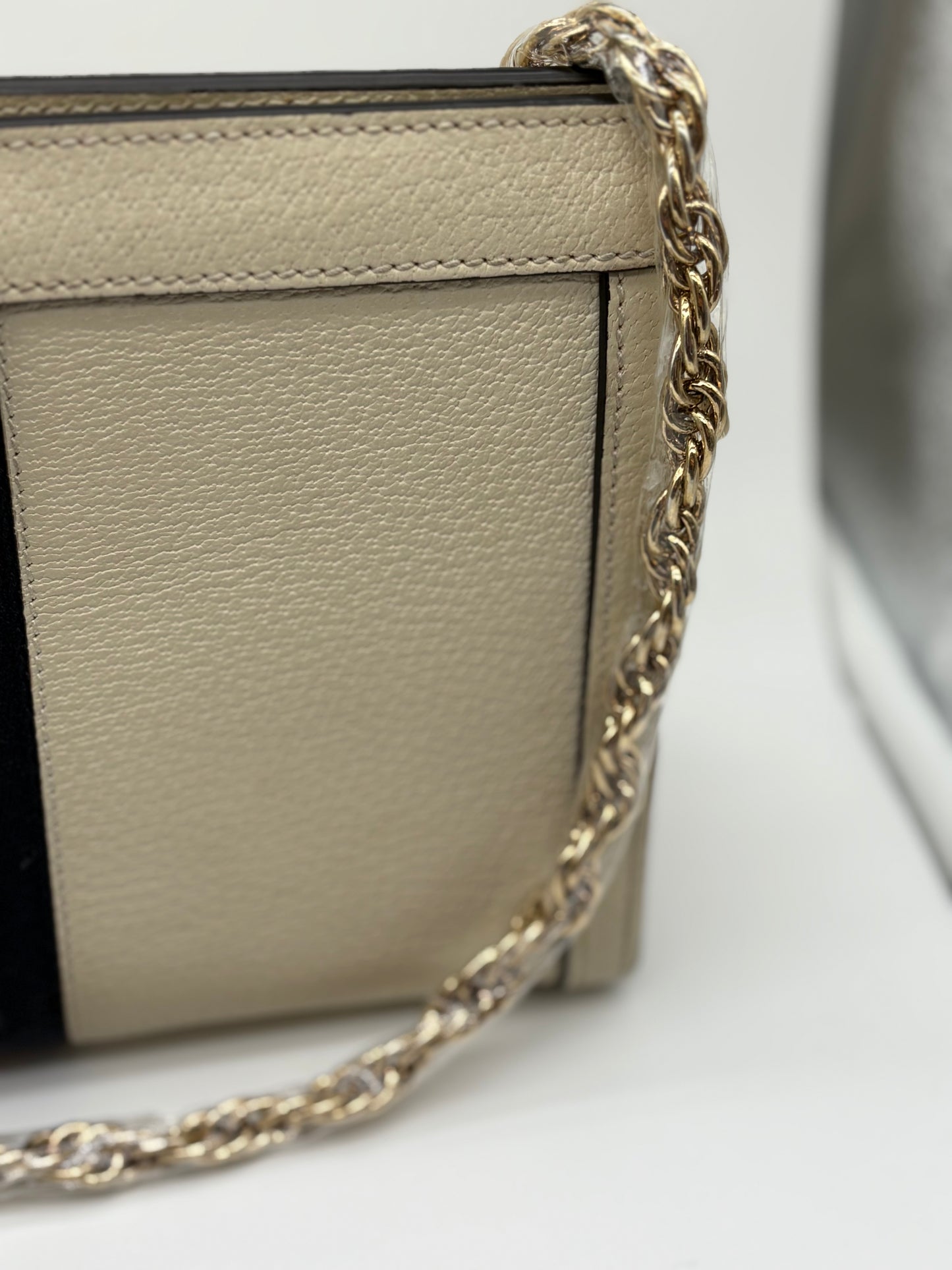 Gucci Calfskin GG Small Ophidia Chain Shoulder Bag White, Limited