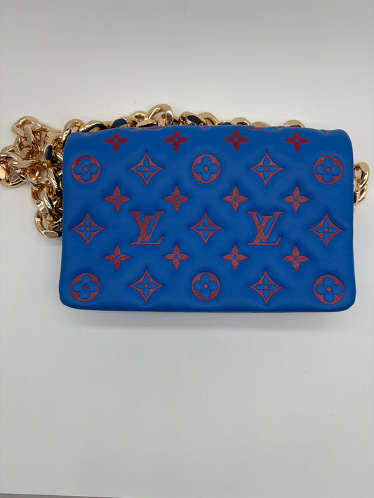 LOUIS VUITTON Blue /Red Lambskin Pochette Coussin