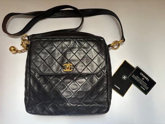 CHANEL MATELASSE LAMBSKIN LEATHER BALL CHARM CROSSBODY