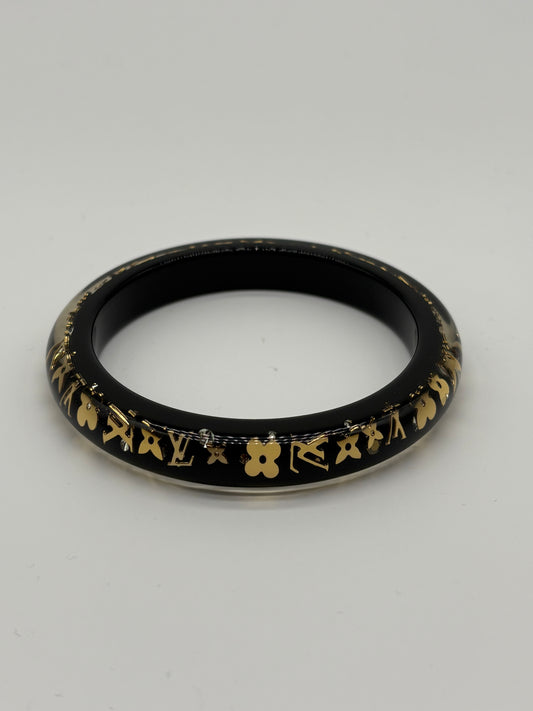 LOUIS VUITTON Black Resin Swarovski Narrow Inclusion Bracelet